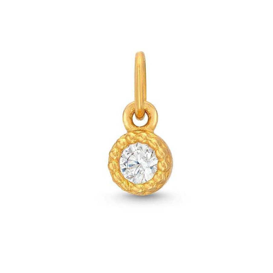 Banter Cubic Zirconia Round Bezel Bracelet Charm In 14K Semi-Solid Gold Charms