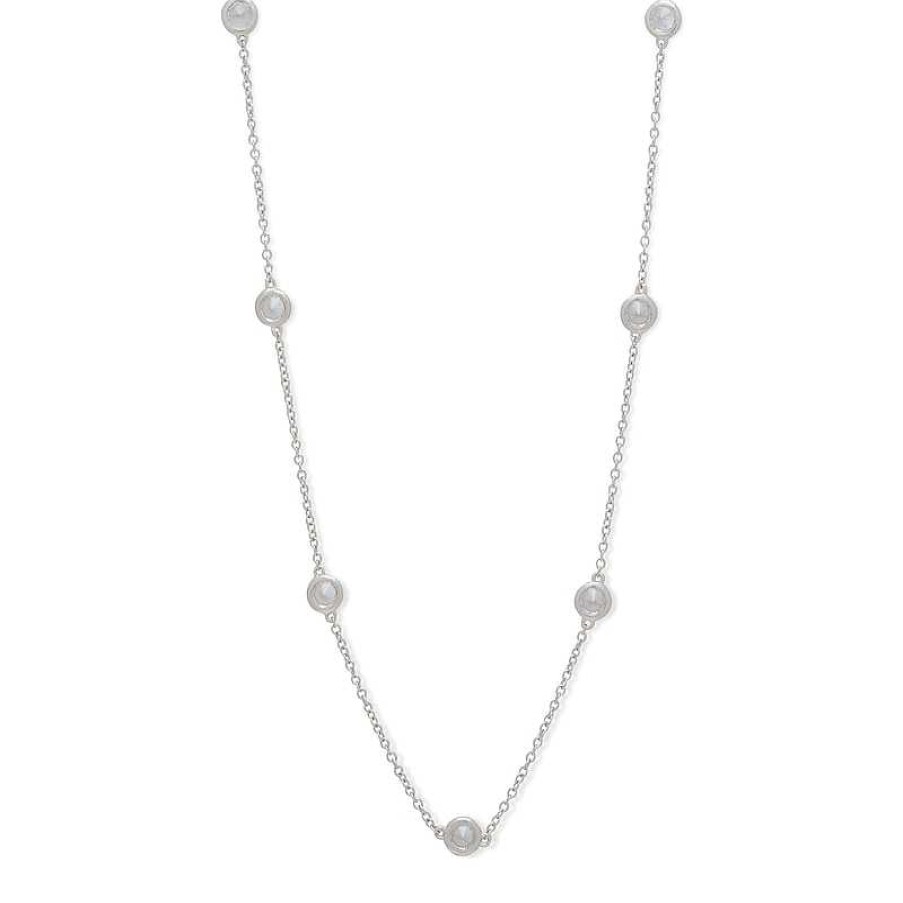 Banter 3.5Mm Bezel-Set Cubic Zirconia Station Necklace In Solid Sterling Silver Necklaces