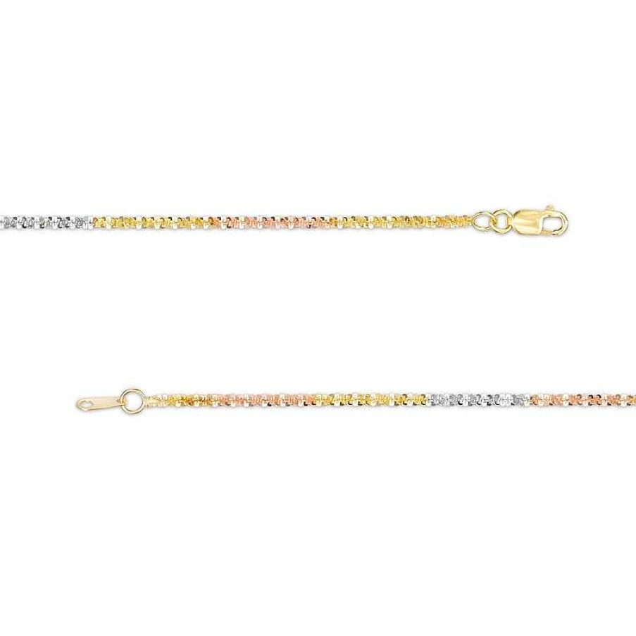 Banter 1.85Mm Diamond-Cut Crisscross Tri-Color Chain Necklace In 10K Solid Gold - 18" Necklaces