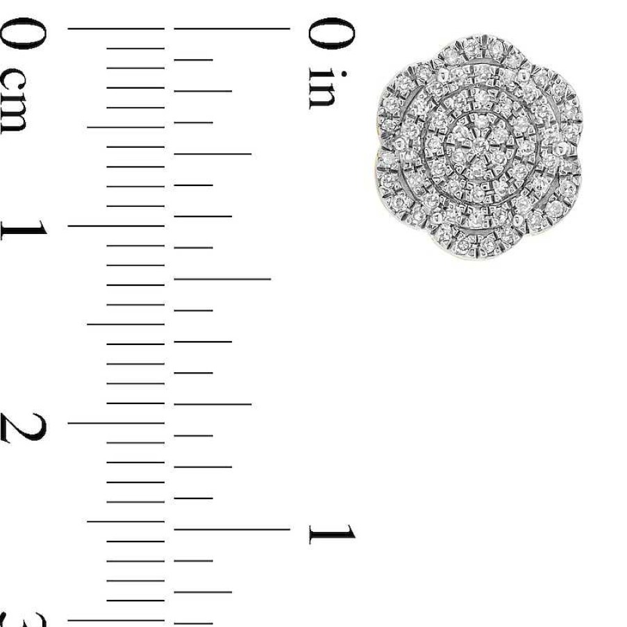 Banter 10K Solid Gold 1/6 Ct. T.W. Diamond Pav Cluster Studs Earrings