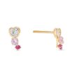 Banter Child'S 4Mm Heart-Shaped White And Pink Cubic Zirconia Drop Earrings In 10K Gold Earrings