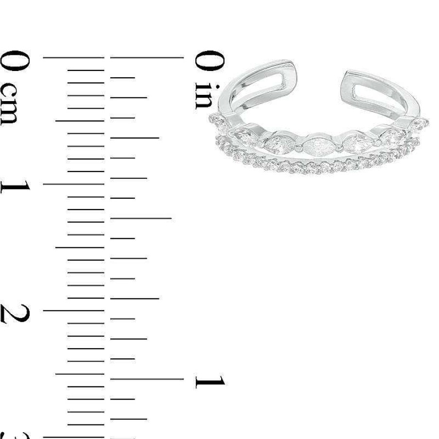 Banter Sterling Silver Cz Marquise And Round Double Row Midi/Toe Ring Rings