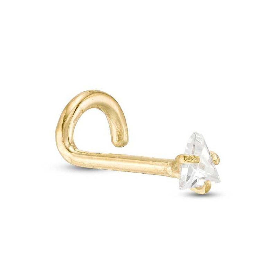 Banter 024 Gauge Trillion-Cut Cubic Zirconia Nose Stud In 10K Gold Nose