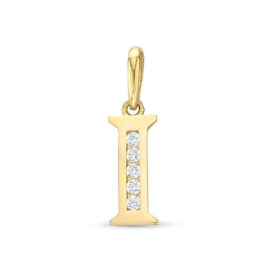 Banter Cubic Zirconia "I" Initial Charm Pendant In 10K Solid Gold Charms