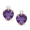 Banter 6Mm Heart-Shaped Amethyst And Cubic Zirconia Stud Earrings In 10K Gold Earrings