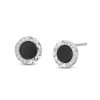 Banter Cubic Zirconia Black Enamel Circle Stud Earrings In Solid Sterling Silver - Xl Posts Earrings