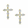 Banter Cubic Zirconia Cross Stud Earrings In Sterling Silver With 14K Gold Plate Earrings