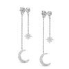 Banter Cubic Zirconia Star And Moon Double Dangle Drop Earrings In Solid Sterling Silver Earrings