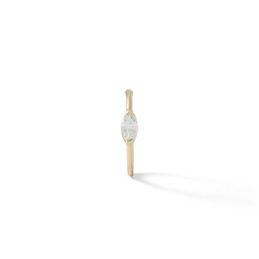 Banter 14K Solid Gold Cz Marquise Solitaire Nose Ring - 20G 5/16" Nose