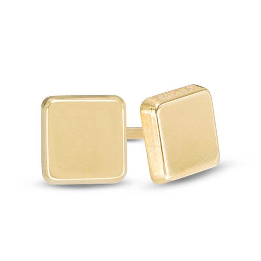 Banter Square Stud Earrings In 10K Hollow Gold Earrings