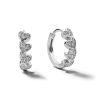 Banter Sterling Silver Cz Heart Huggies Earrings