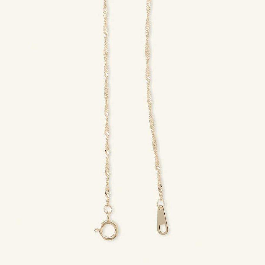 Banter 020 Gauge Solid Singapore Chain Necklace In 10K Solid Gold - 22" Necklaces