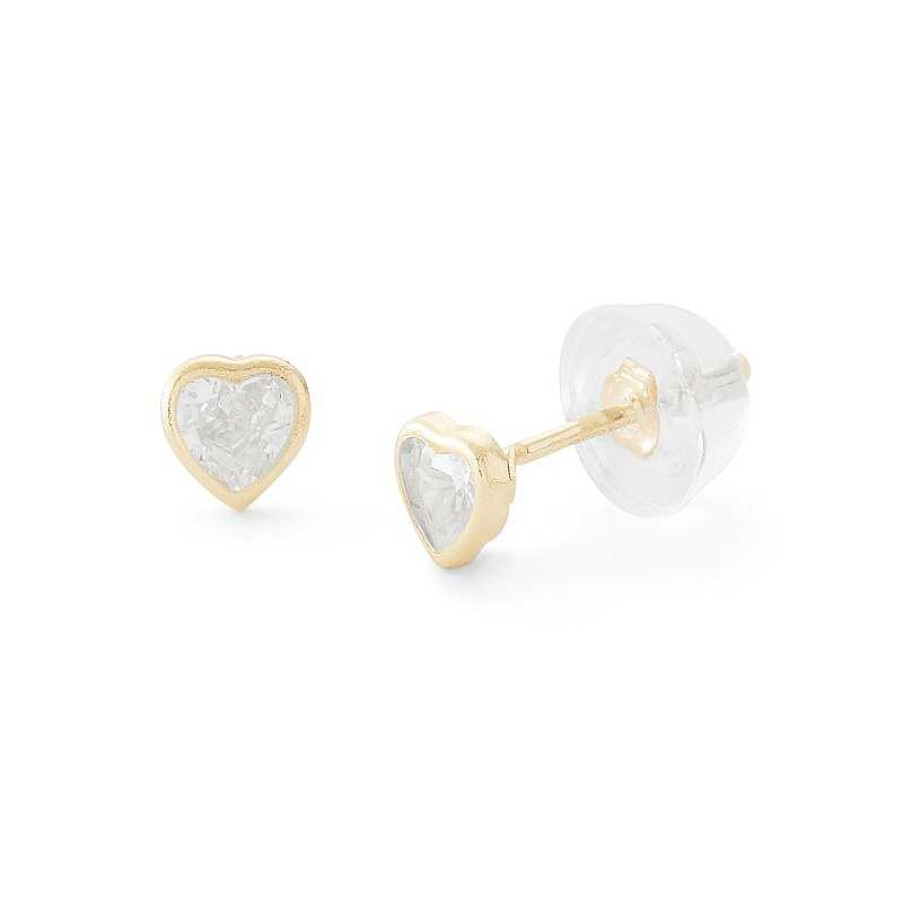 Banter Child'S 4Mm Heart-Shaped Cubic Zirconia Stud Earrings In 10K Gold Earrings