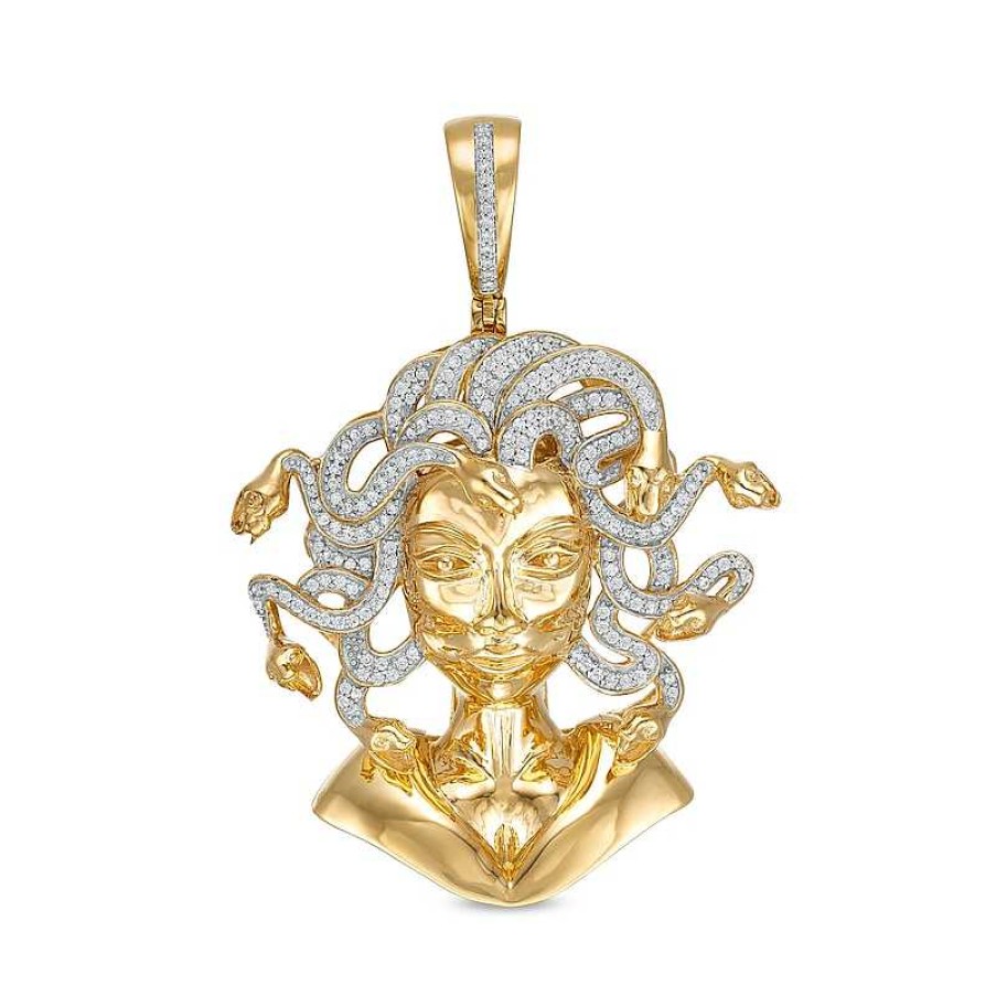 Banter 1/2 Ct. T.W. Diamond Medusa Necklace Charm In Sterling Silver With 14K Gold Plate Charms