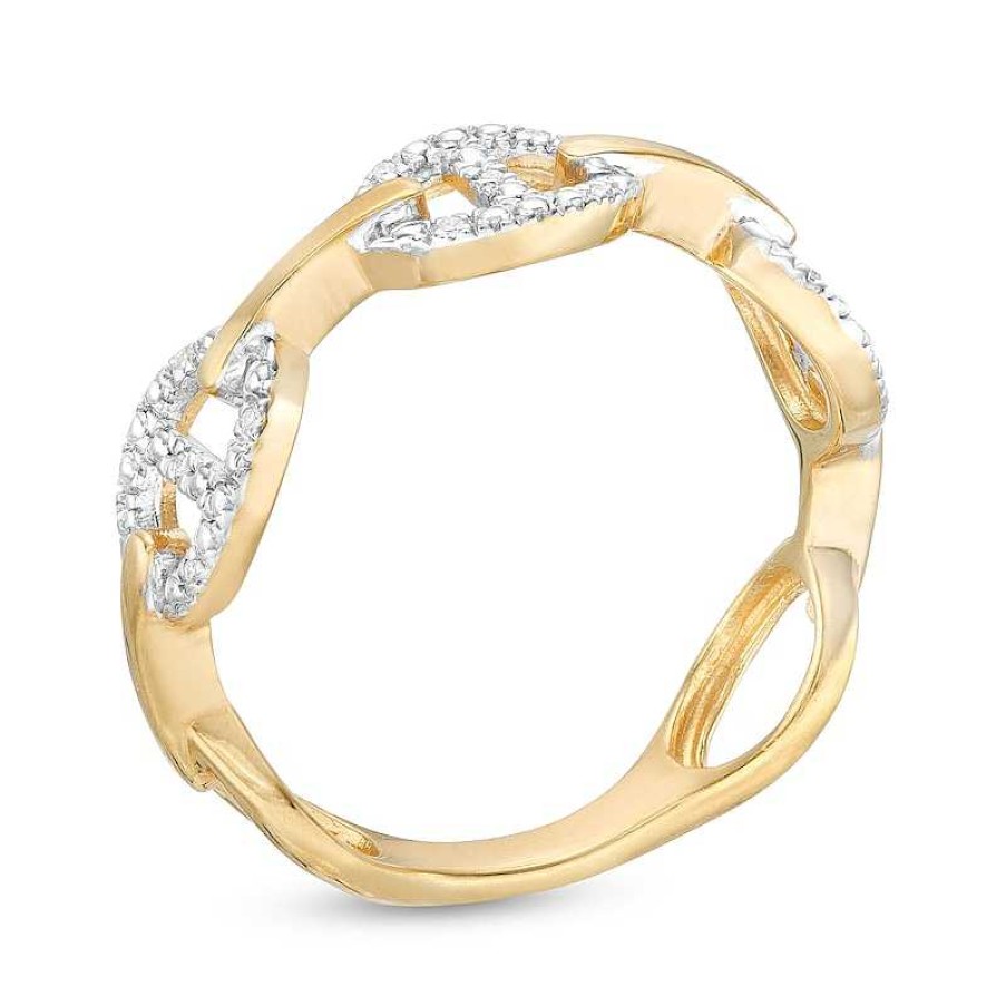 Banter Diamond Accent Dainty Buckle Ring In Sterling Silver With 14K Gold Plate Rings