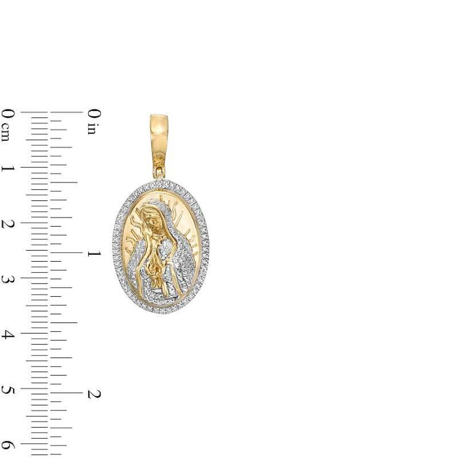 Banter Diamond Accent Saint Mary Oval Necklace Charm In Sterling Silver With 14K Gold Plate Charms