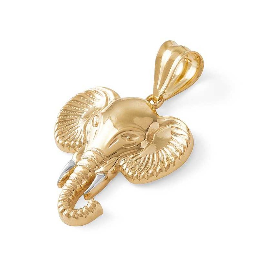 Banter Textured Elephant Head Two-Tone Necklace Charm In 10K Solid Gold Charms