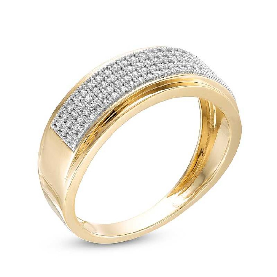 Banter 1/3 Ct. T.W. Diamond Multi-Row Stepped Edge Band In 10K Gold Rings