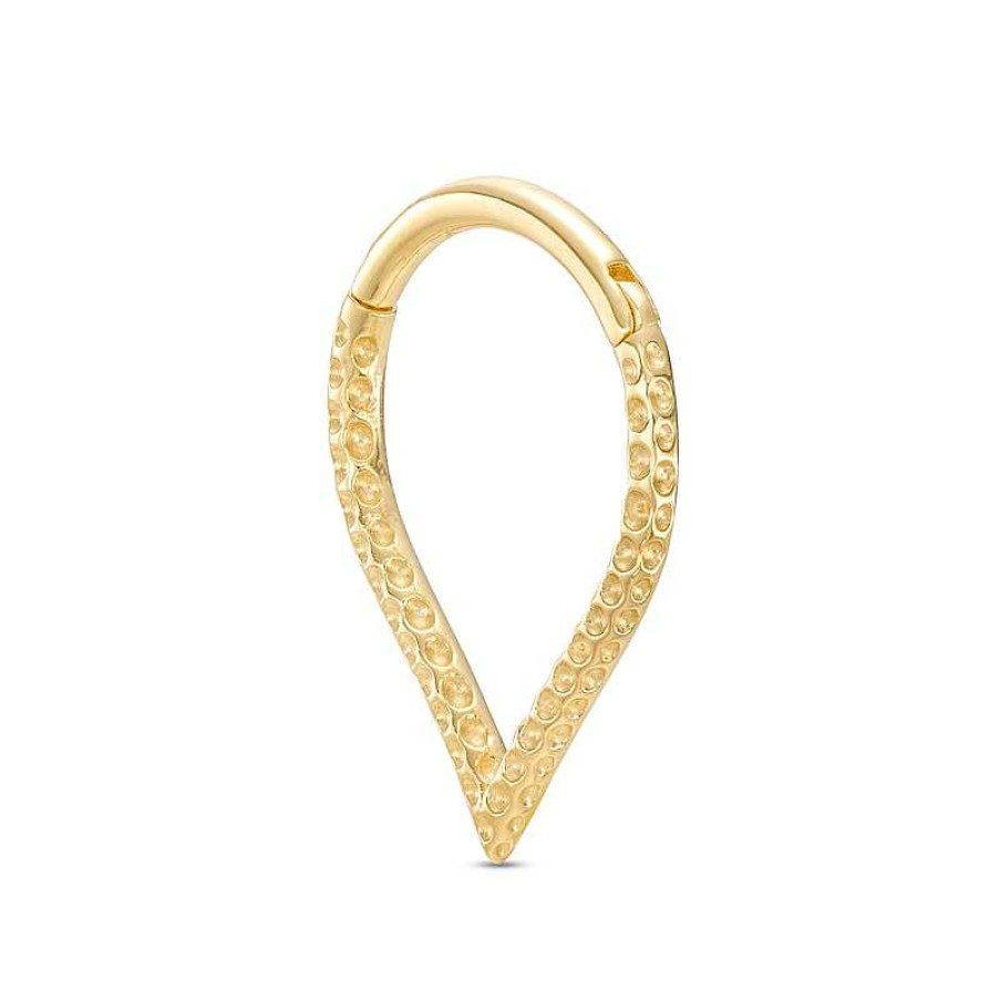 Banter 14K Gold Textured Teardrop Ring - 16G 3/8" Nose