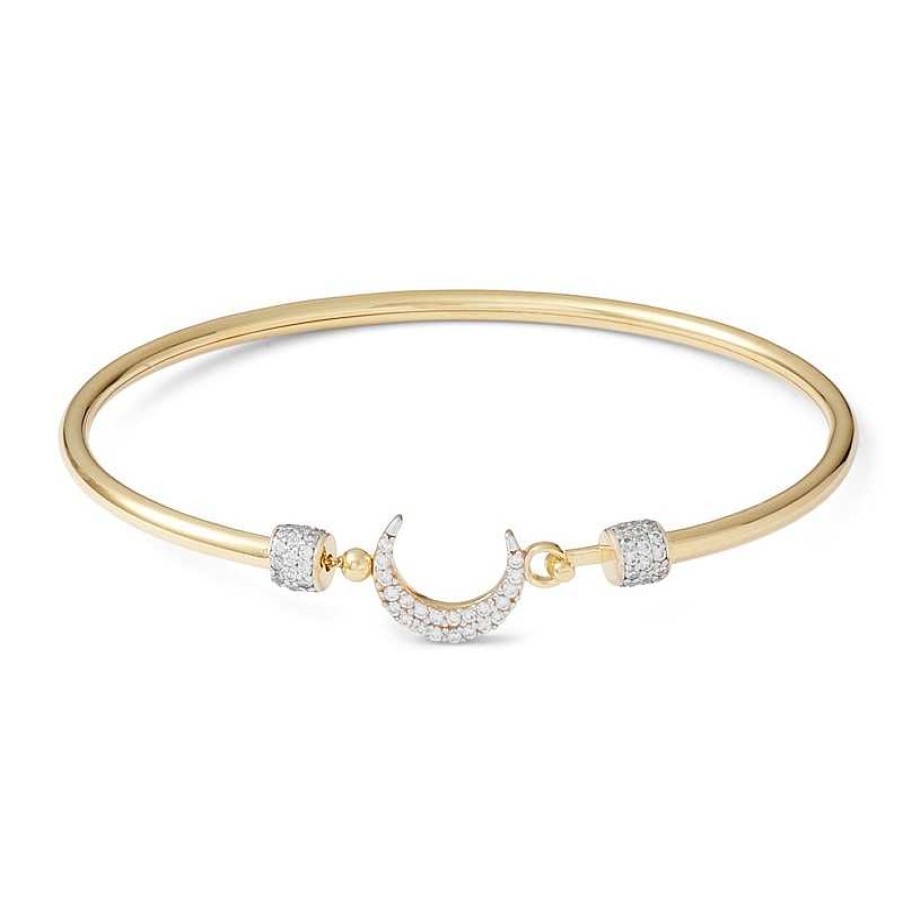 Banter Cubic Zirconia Moon Bangle In 10K Gold Bonded Sterling Silver Bracelets