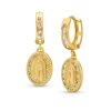 Banter 10K Semi-Solid Gold Cz Our Lady Of Guadalupe Dangle Huggies Earrings