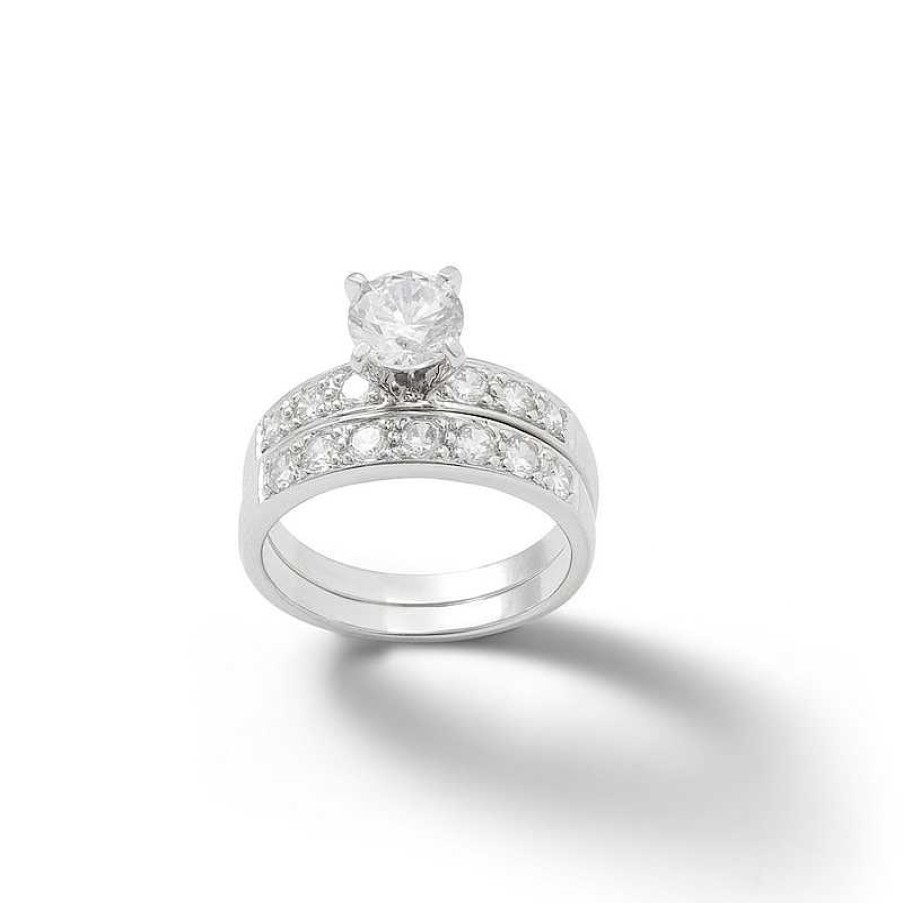 Banter Sterling Silver Cz Channel Bridal Set Rings