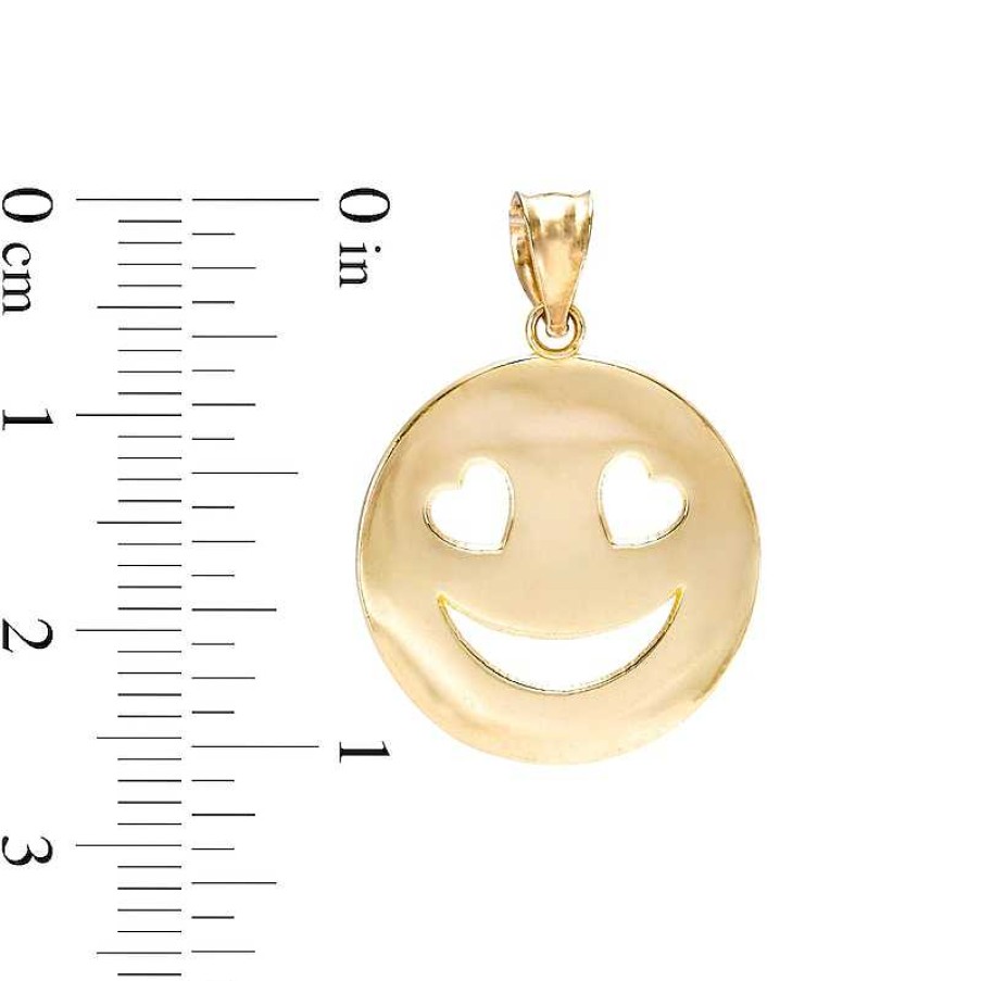 Banter Heart Eyes Smiley Face Necklace Charm In 10K Gold Casting Solid Charms