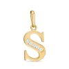 Banter Cubic Zirconia "S" Initial Necklace Charm In 10K Solid Gold Charms