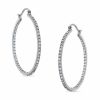 Banter Cubic Zirconia Inside-Out 2 X 40Mm Hoop Earrings In Sterling Silver Earrings