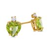 Banter 6Mm Heart-Shaped Peridot And Cubic Zirconia Stud Earrings In 10K Gold Earrings