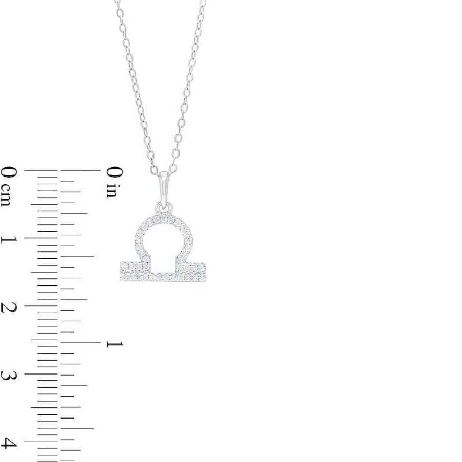 Banter Cubic Zirconia Dainty Libra Symbol Pendant Necklace In Sterling Silver Necklaces