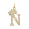 Banter Cubic Zirconia "N" Initial With Crown Necklace Charm In 10K Solid Gold Charms