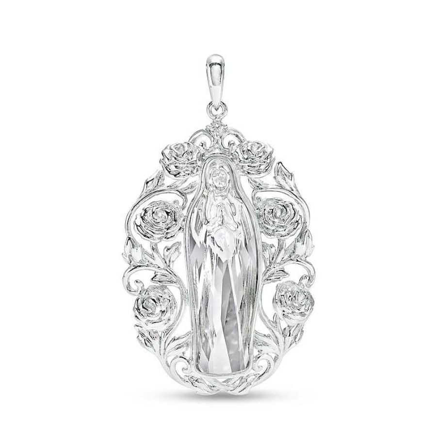 Banter Crystal And Cubic Zirconia Our Lady Guadalupe Necklace Charm In Solid Sterling Silver Charms