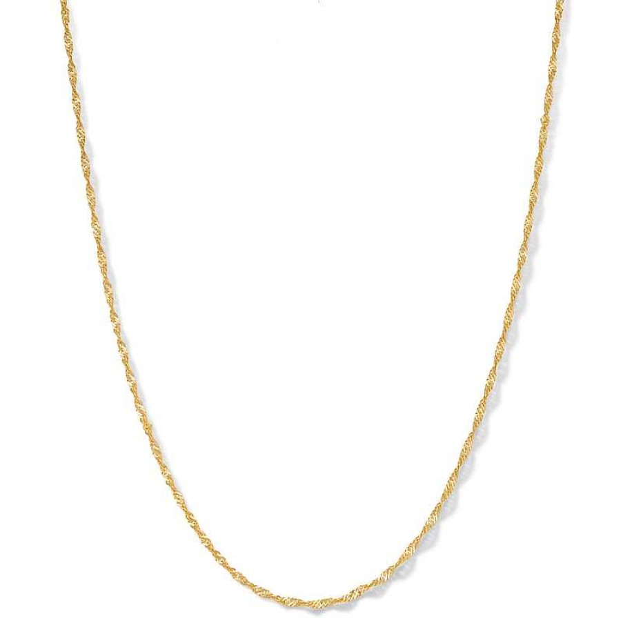 Banter 020 Gauge Singapore Chain Necklace In 10K Solid Gold - 18" Necklaces