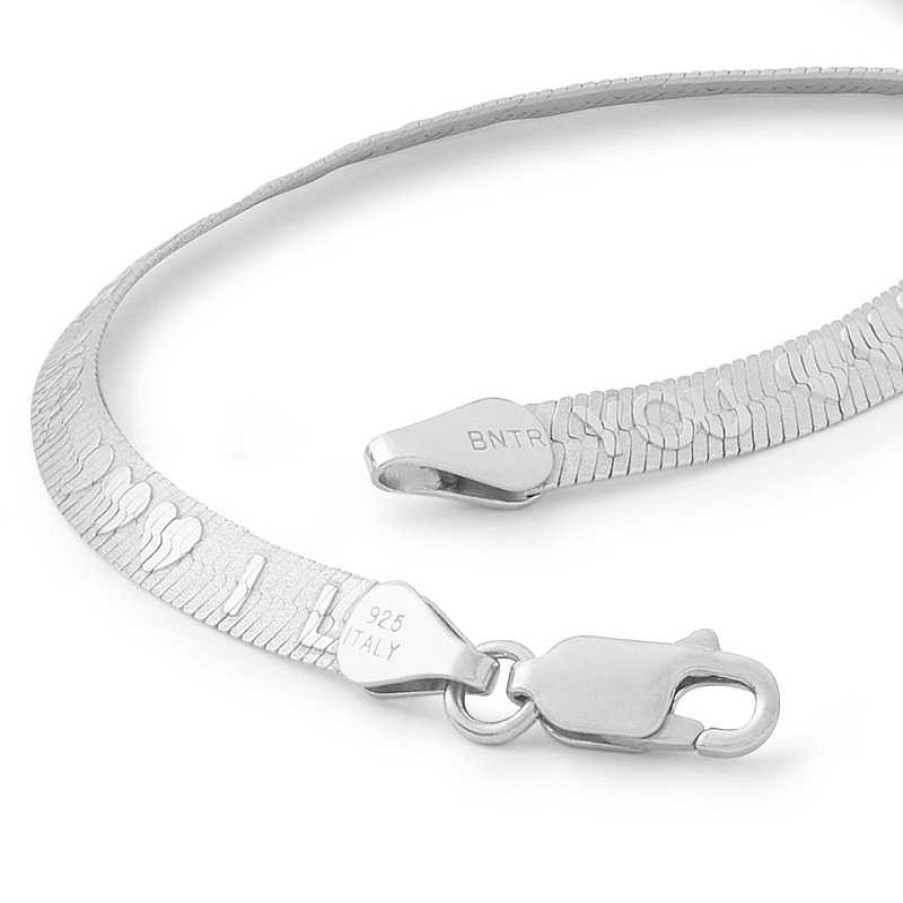 Banter Made In Italy 050 Gauge "I Love You" Herringbone Chain Bracelet In Solid Sterling Silver - 7.25" Bracelets