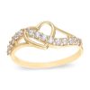 Banter Heart And Wave Cubic Zirconia Ring In 10K Gold - Size 8.5 Rings