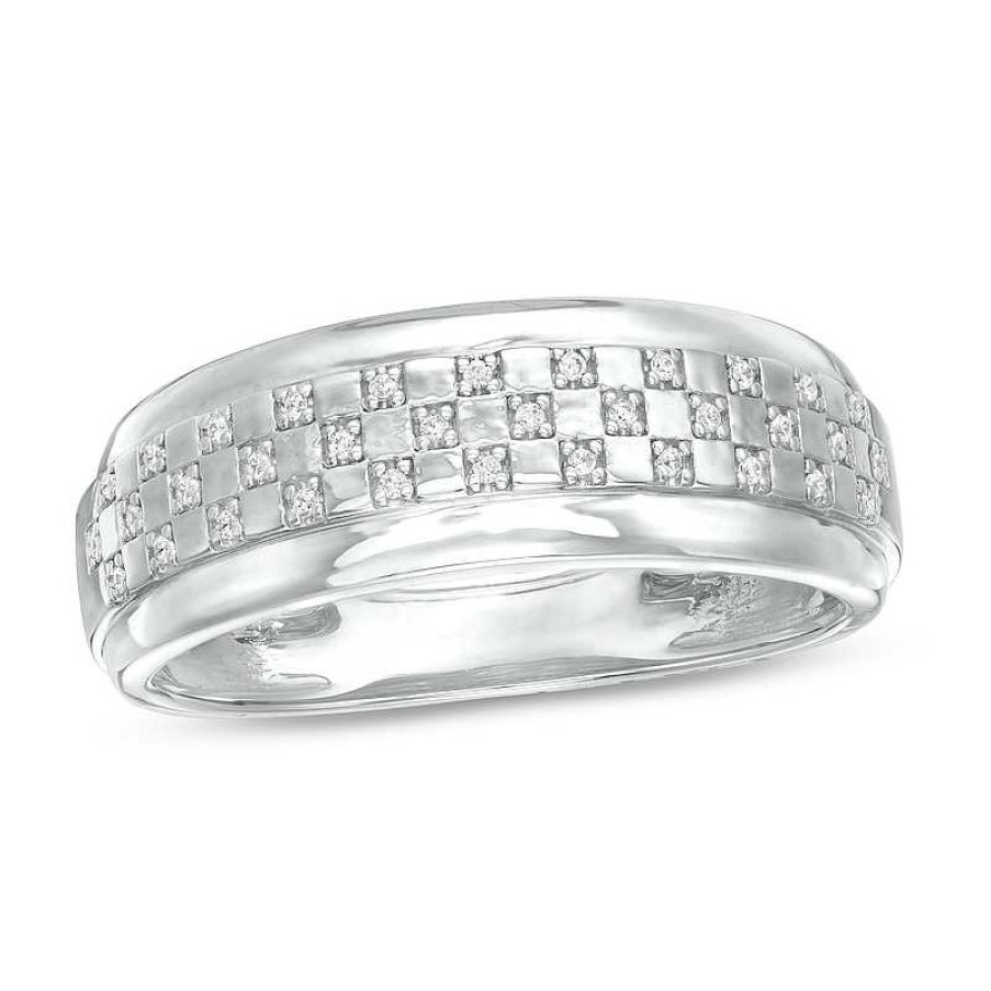 Banter 1/20 Ct. T.W. Diamond Checkerboard Wedding Band In Sterling Silver Rings