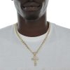 Banter Diamond Accent Beaded Crucifix Necklace Charm In Sterling Silver With 14K Gold Plate Charms