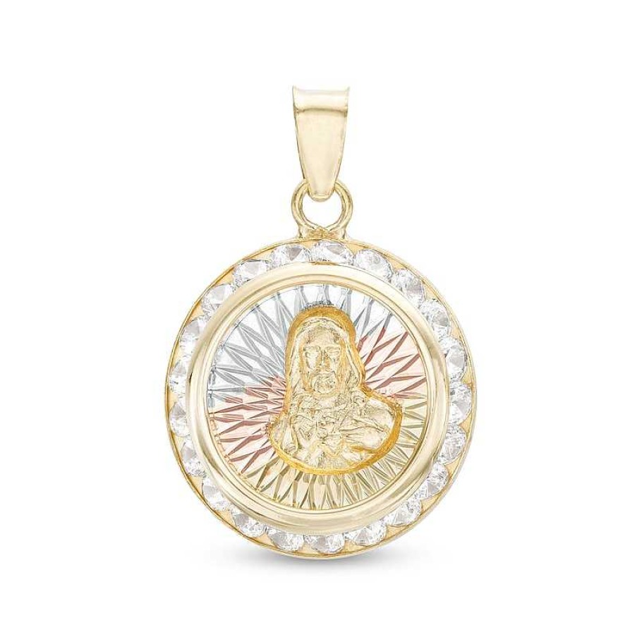 Banter Jesus Medallion Necklace Charm In 10K Semi-Solid Tri-Tone Gold Charms