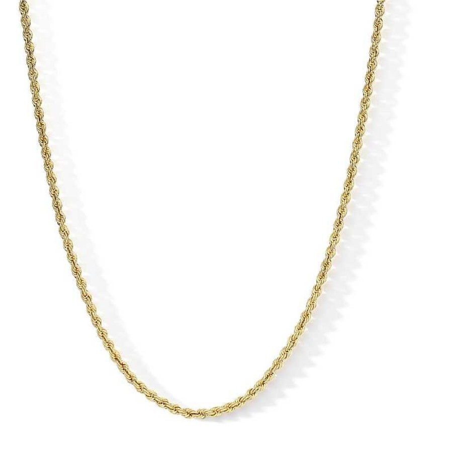 Banter 016 Gauge Rope Chain Necklace In 10K Hollow Gold Bonded Sterling Silver - 18" Necklaces