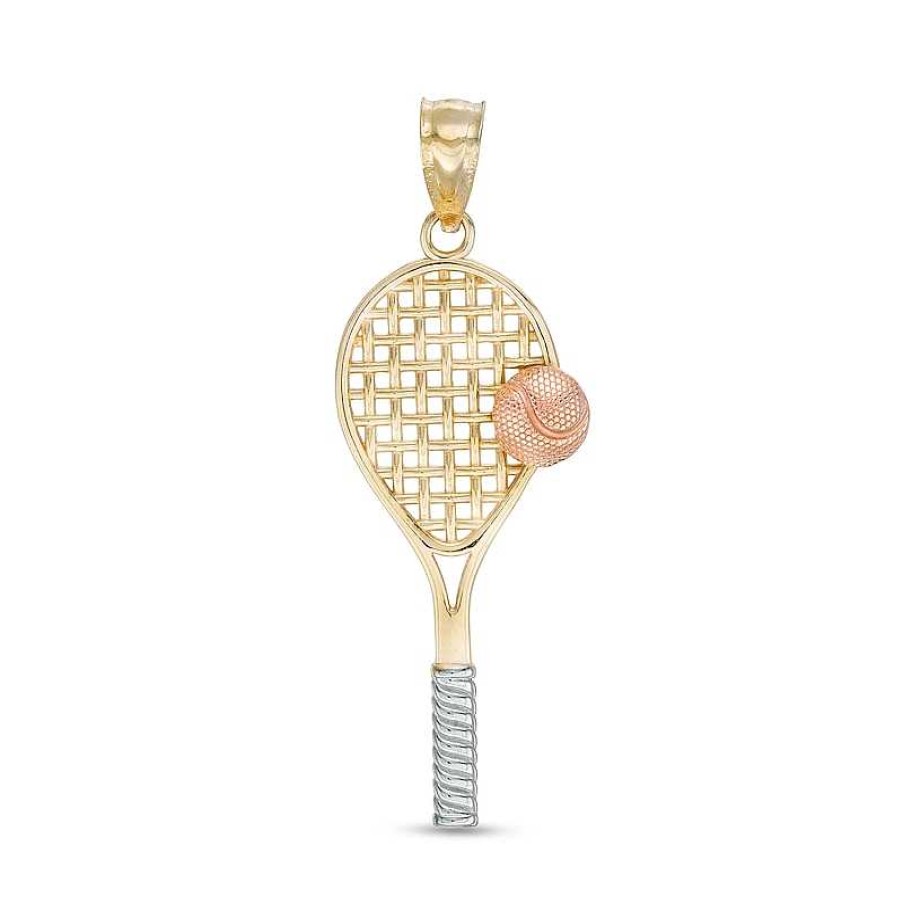 Banter Tennis Racquet Charm In 10K Solid Tri-Tone Gold Charms