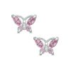 Banter Child'S Marquise Pink Cubic Zirconia Butterfly Stud Earrings In Sterling Silver Earrings