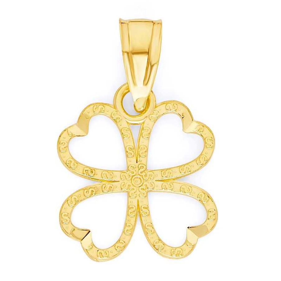 Banter 10K Solid Gold Diamond Cut Clover Charm Charms