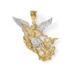 Banter Diamond-Cut Saint Michael Necklace Charm In 10K Solid Two-Tone Gold Charms