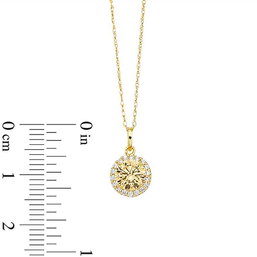 Banter 10K Semi-Solid Gold Cz Champagne Halo Necklace Necklaces