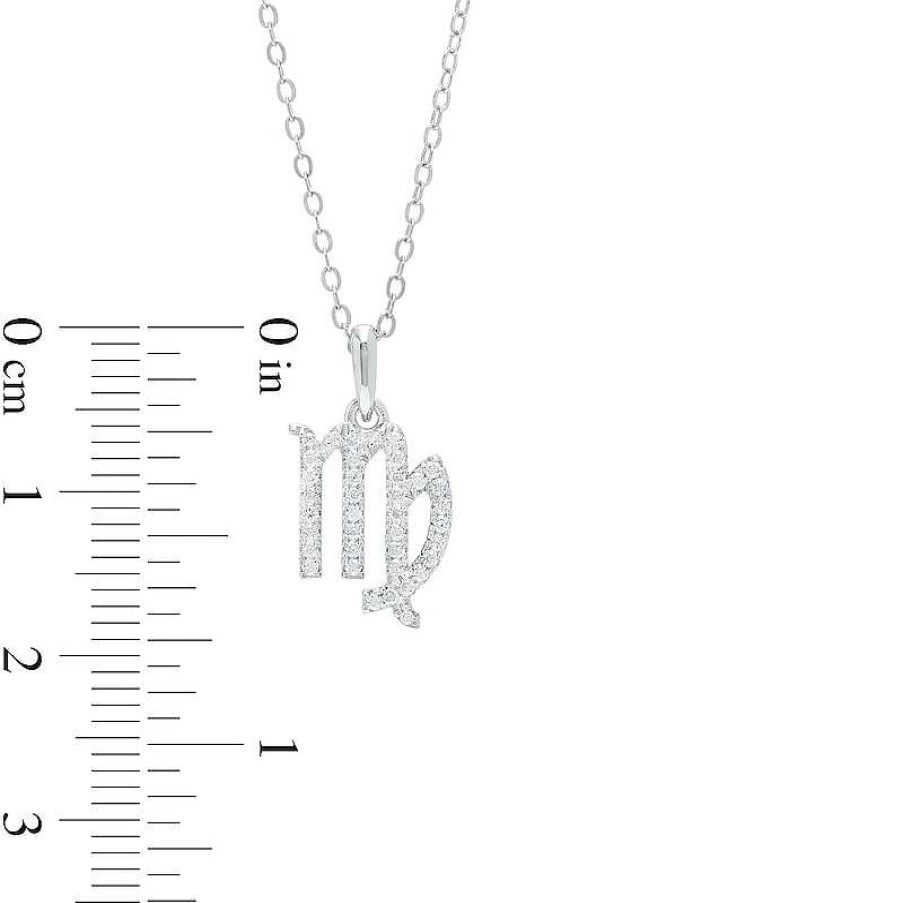 Banter Cubic Zirconia Dainty Virgo Symbol Pendant Necklace In Solid Sterling Silver Necklaces