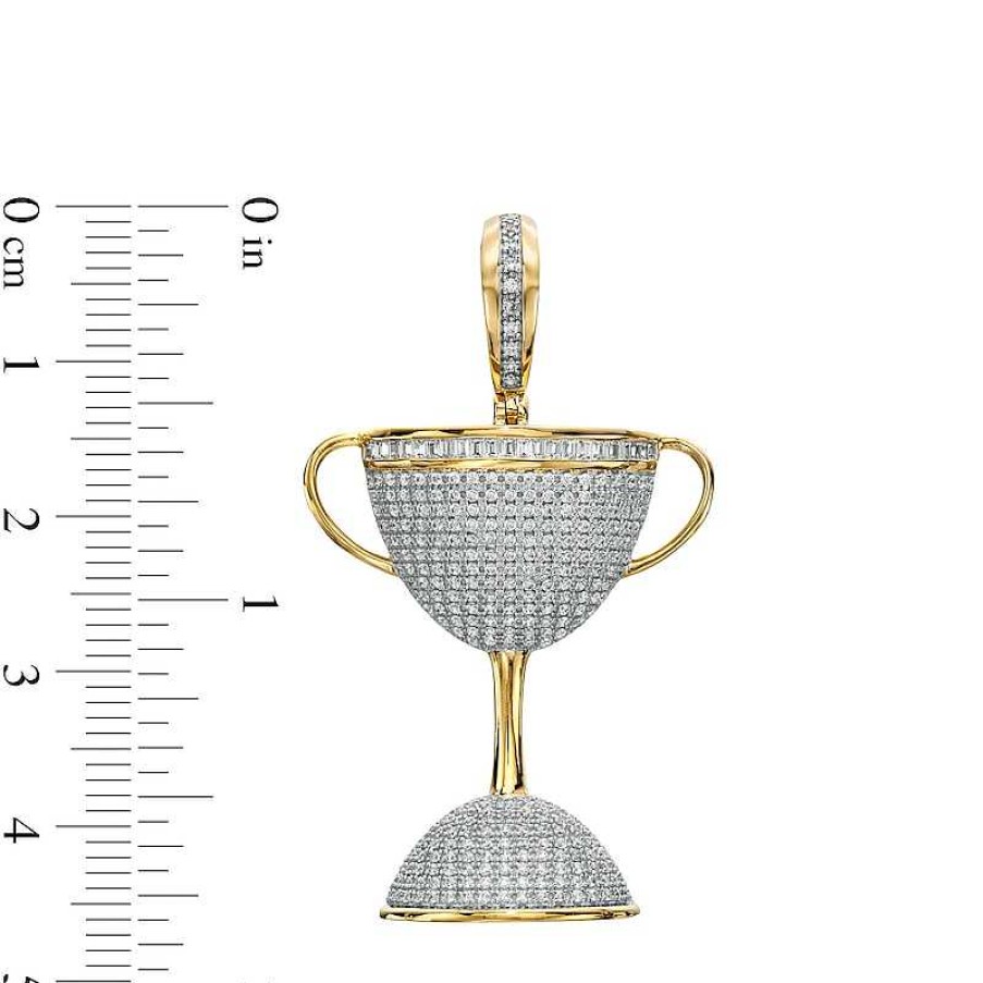 Banter 1 Ct. T.W. Baguette And Round Diamond Trophy Cup Necklace Charm In 14K Gold Over Silver Charms