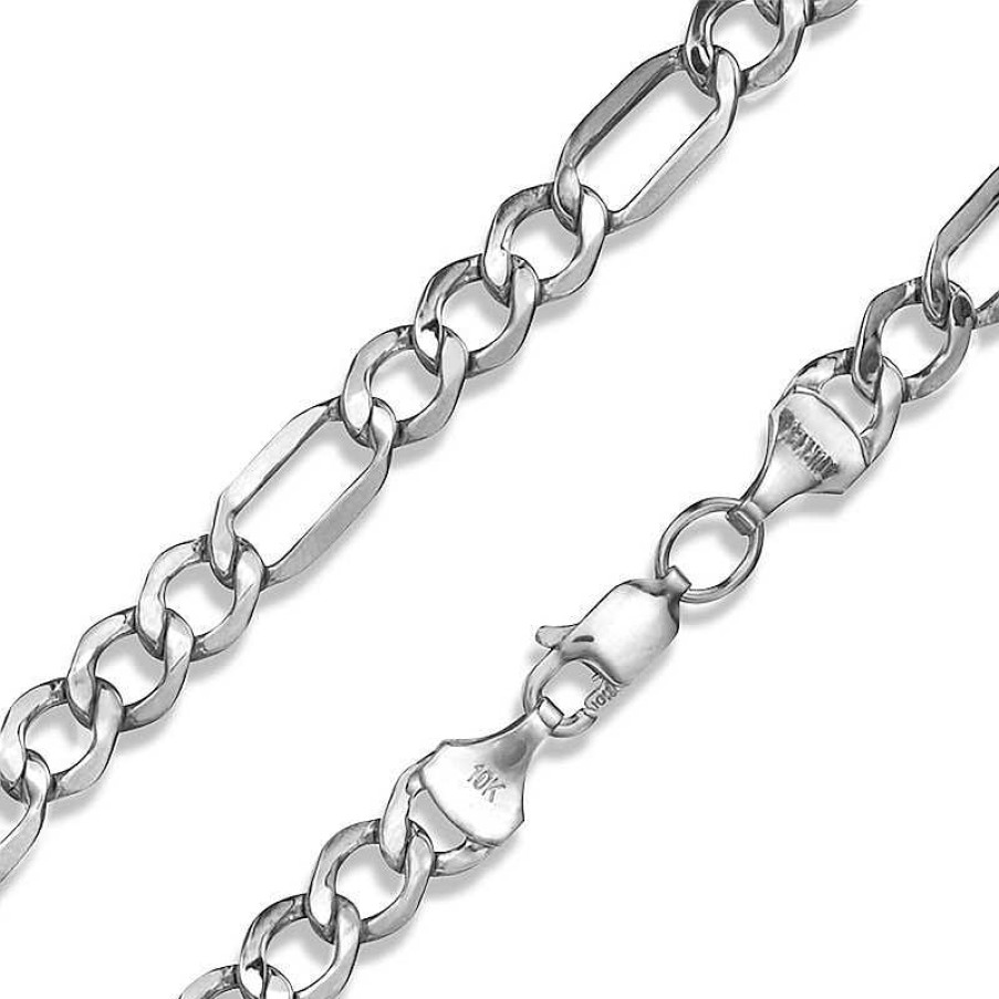 Banter 10K Hollow White Gold Beveled Figaro Chain - 26" Necklaces