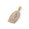 Banter Medium Cubic Zirconia Our Lady Of Guadalupe Medallion Tri-Tone Necklace Charm In 10K Solid Gold Charms