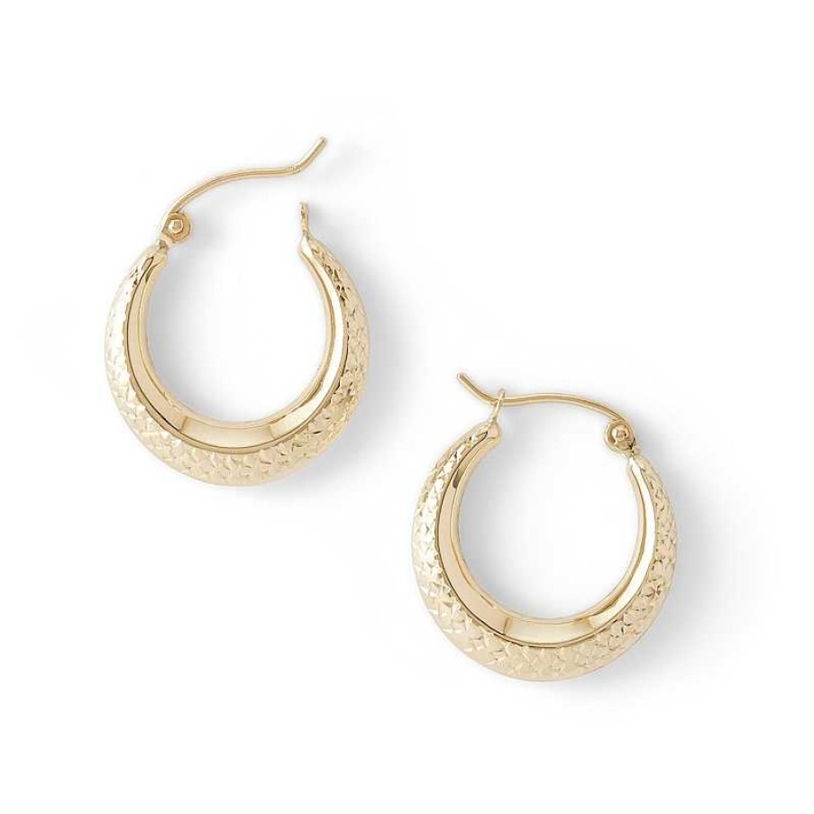 Banter Diamond-Cut Hoop Earrings In 10K Gold Earrings